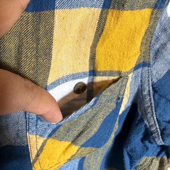 American Eagle Outfitters Blue and Yellow Plaid Button Down Flannel Size 8 - Picture 7 of 10